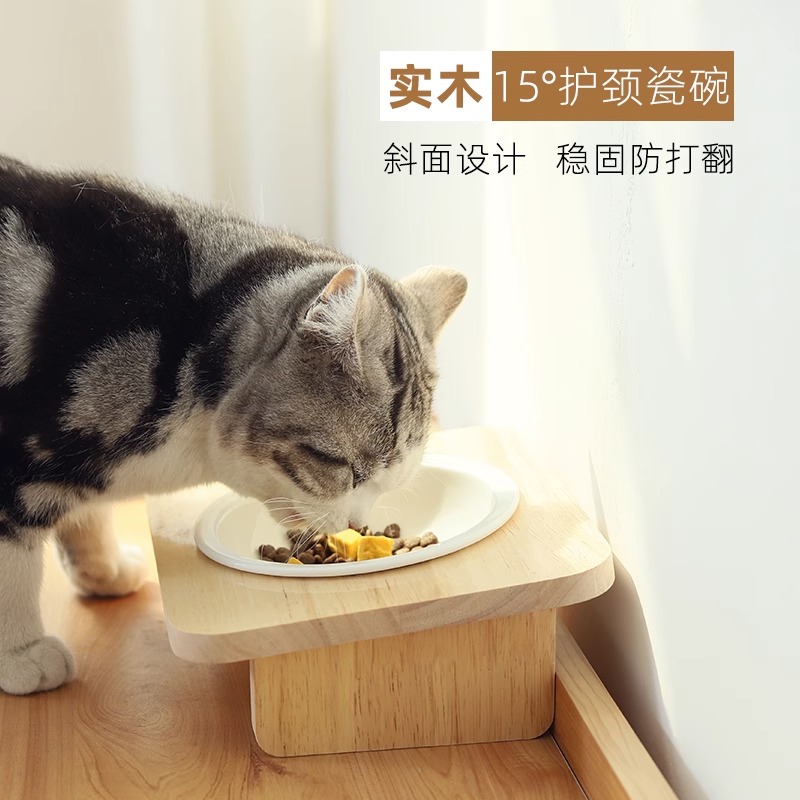 猫碗猫食盆陶瓷宠物碗猫咪饭碗喝水一体猫水碗保护劲椎用品防打翻 - 图2