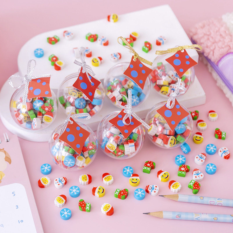 Creative Christmas Ball Eraser Stationery Set Kindergarten Small Gifts Student Children's Prizes School Gift T