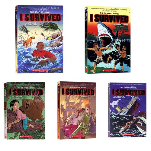 幸存者系列 I Survived 英文原版漫画章节小说5册合集Graphic Novel泰坦尼克号沉没鲨鱼袭击英语Scholastic儿童阅读桥梁章节书 - 图3