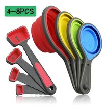 4 8Pcs Silicone Measuring Cup Measuring Spoon Collazible Ba