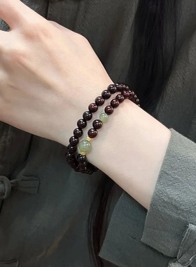 新中式双层叠戴串珠手链女国风小众设计清冷感手串闺蜜简约手饰品