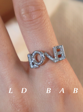 字母love开口戒指女小众