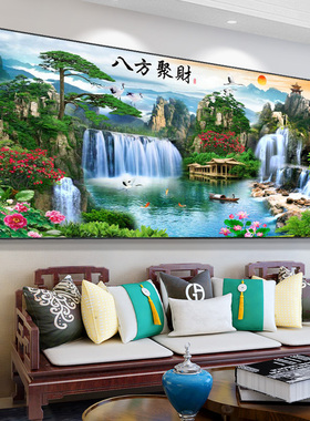 2026新款迎客松字画客厅装饰壁画农村中堂山水风景挂画沙发背景墙