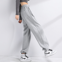 Grey Sports Pants Woman Autumn Winter Lengthening Bunches Pants Drawing Rope High Subwear Pants 202300 Hitch Loose Casual Pants