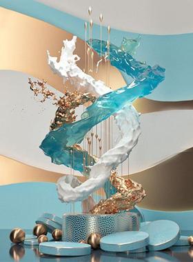 现代玻璃钢透明铂晶雕塑铂金树脂工艺品玄关摆件抽象水晶装饰