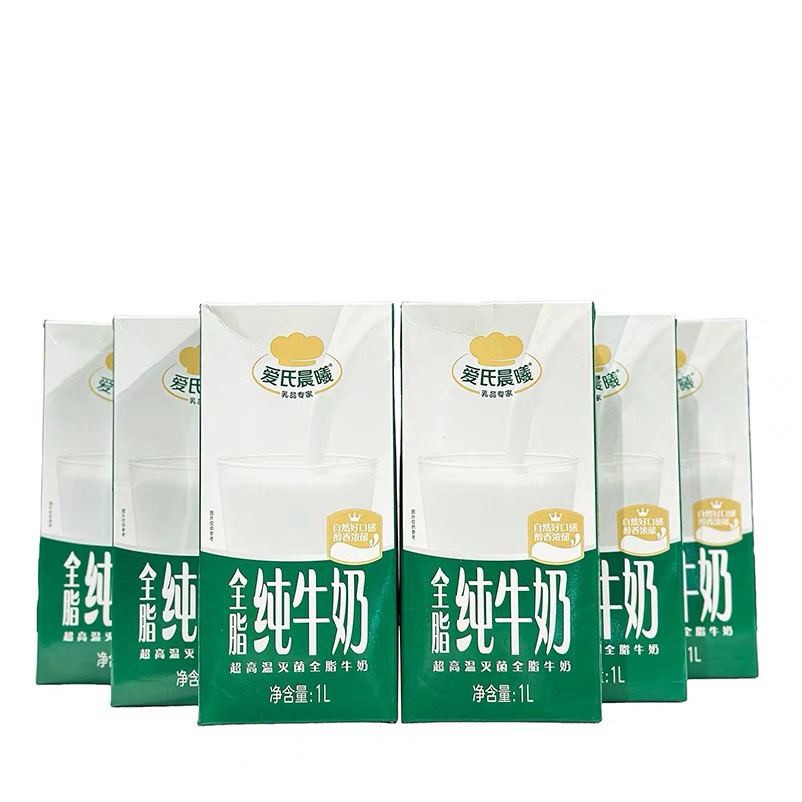 爱氏晨曦纯牛奶1L*12盒蒙牛全脂咖啡奶茶饮品蛋糕烘焙商用包邮 - 图0