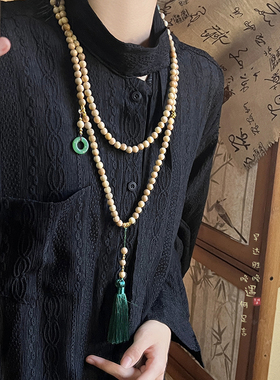 檀木串珠流苏斜挎链中式复古小众