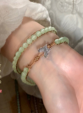 蝴蝶陶瓷串珠叠戴手链女款新中式国风复古小众手串民族风闺蜜手饰