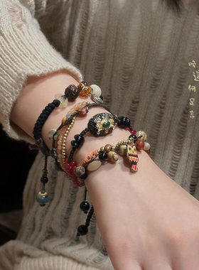 天然石编织绳手链轻奢小众精致