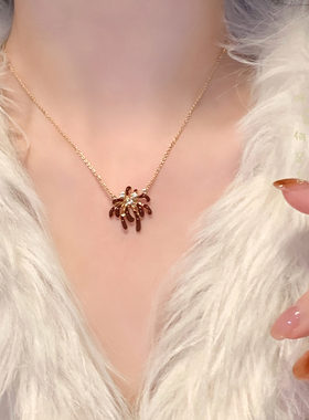 红色滴釉锆石小马项链马年耳钉