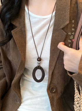 木质编织几何项链复古新中式