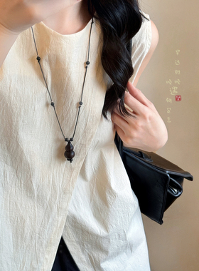 黑色葫芦编绳项链新中式复古