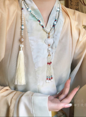 新中式莲花璎珞吊坠项链轻奢小众高级感古风复古民族风马面裙配饰