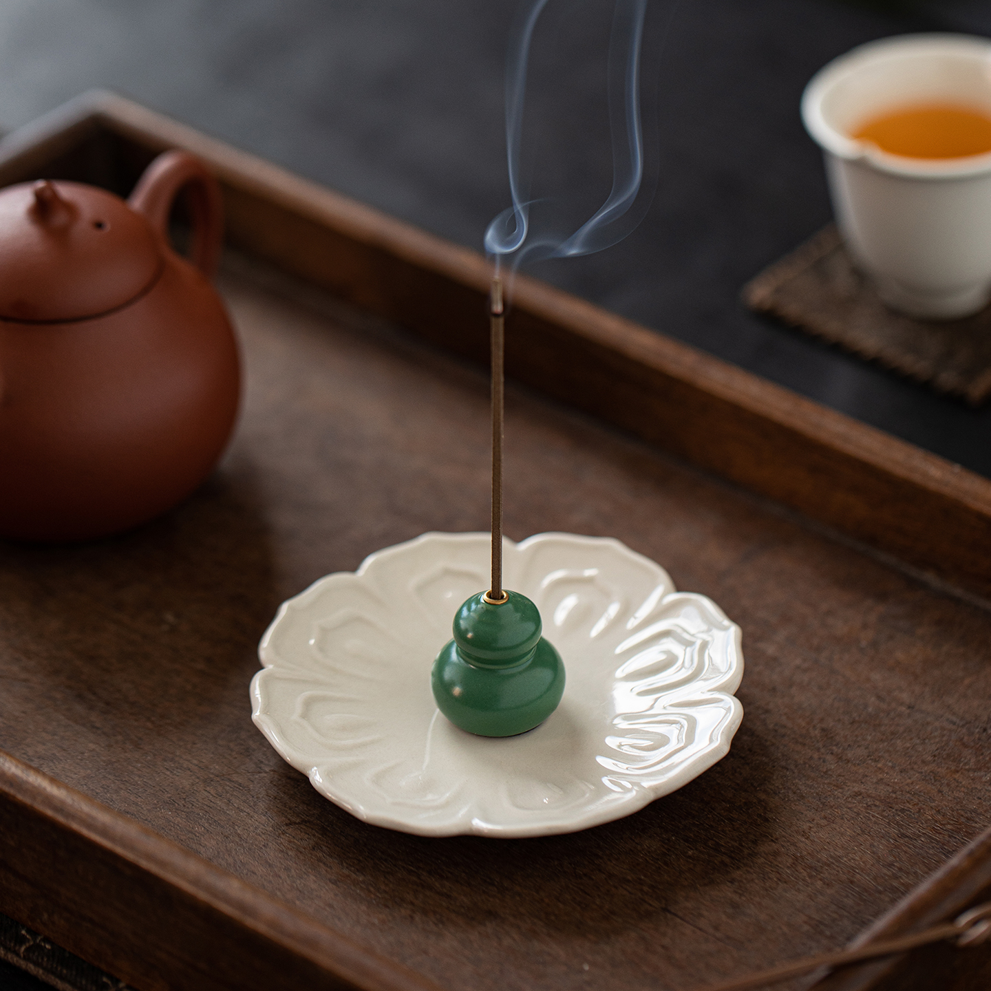 国风福禄线香炉陶瓷七彩小葫芦香插香座禅意茶台桌面香薰炉小摆件 - 图3