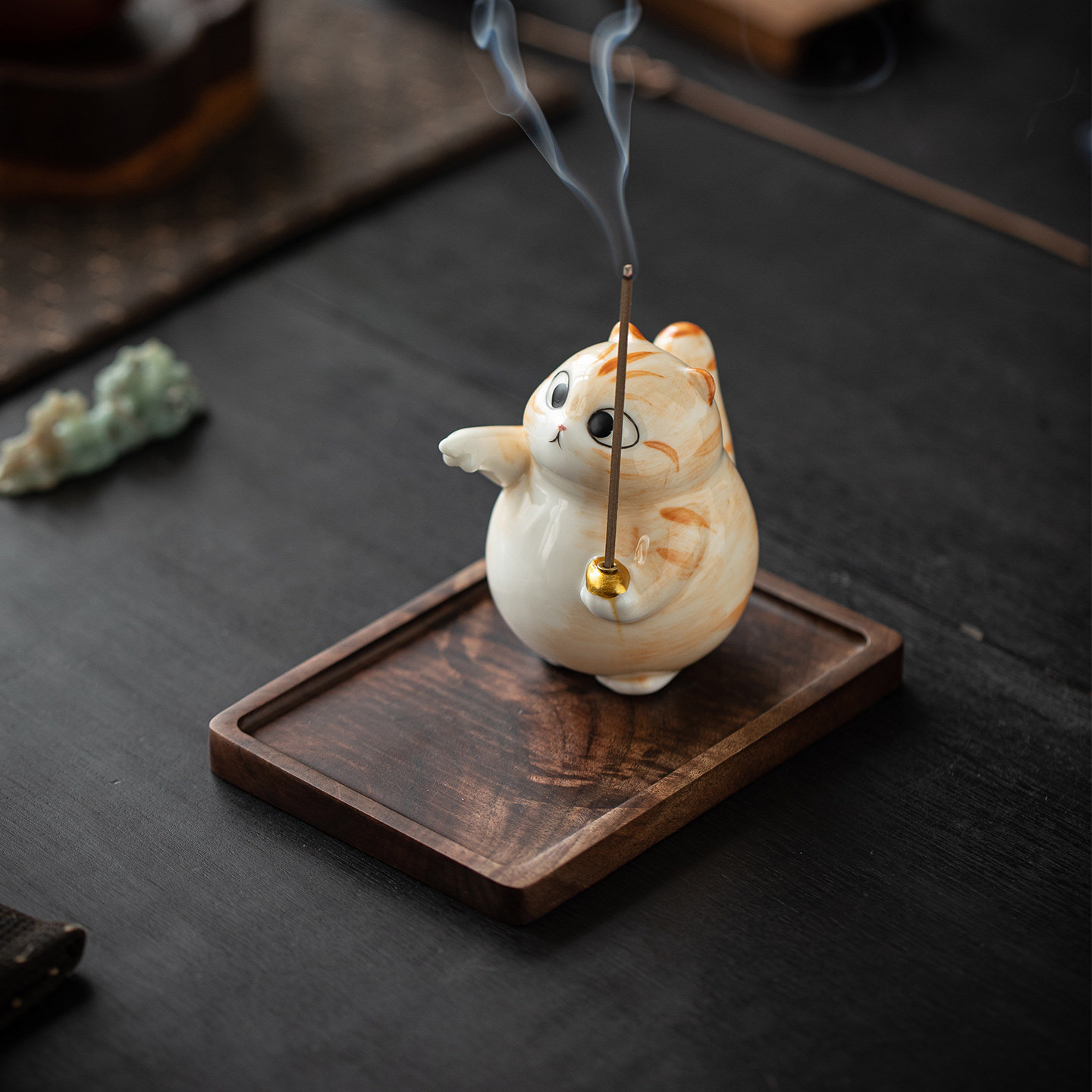 可爱小花猫香插香座创意陶瓷手工小香炉家用室内檀沉香香薰炉摆件,淘宝优惠券,粉丝福利购,淘宝优惠卷