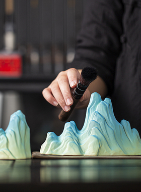 禅意客厅陶瓷假山摆件新中式