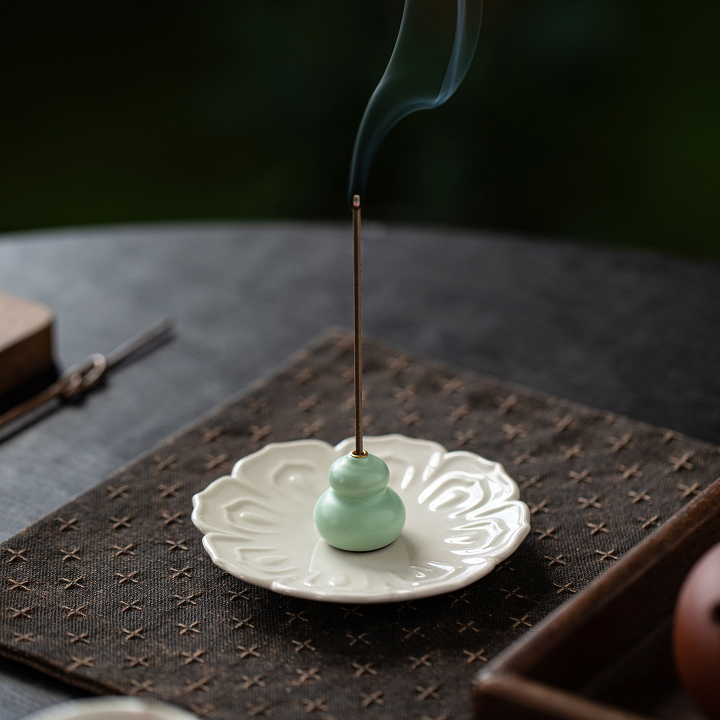 国风福禄线香炉陶瓷七彩小葫芦香插香座禅意茶台桌面香薰炉小摆件 - 图1