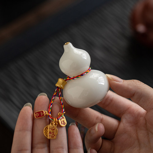 璞玉冰种白瓷小葫芦香插香座香托高档茶台桌面香薰炉香道福禄摆件 - 图1