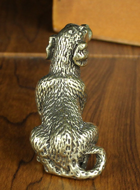 旺财铜狗小摆件实心黄铜小狗手把件铜艺铜雕生肖狗古玩铜器老铜雕