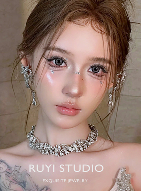 个性麻花闪钻颈链choker小众轻奢项链高级感法式写真晚宴锁骨链女