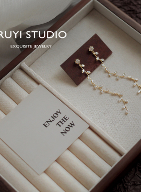 新品闪闪锆石金色柳叶长流苏气质耳环锁骨链新娘显瘦项链晚宴耳饰