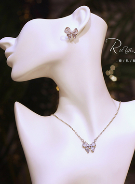 超闪微锆石新款蝴蝶结项链飘逸
