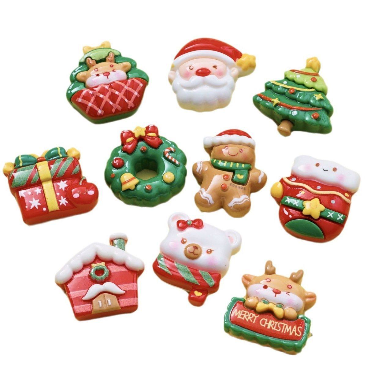 新款厚圣诞奶油胶卡通树脂diy饰品配件小挂件发夹diy手串配饰,淘宝优惠券,粉丝福利购,淘宝优惠卷