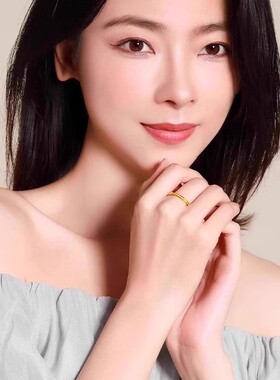 【水贝黄金】三生三世戒指金包银古法素圈指环999足男女士情侣款