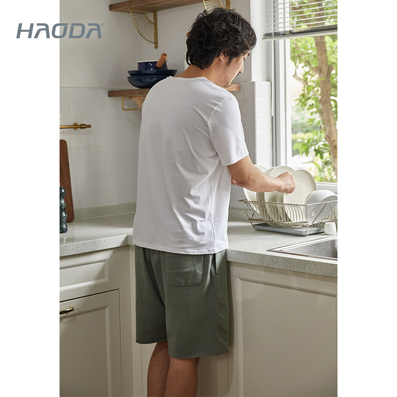 【清仓】昊达睡衣男短裤睡裤弹性裸感透气针织棉简约春夏季可外穿,淘宝优惠券,粉丝福利购,淘宝优惠卷