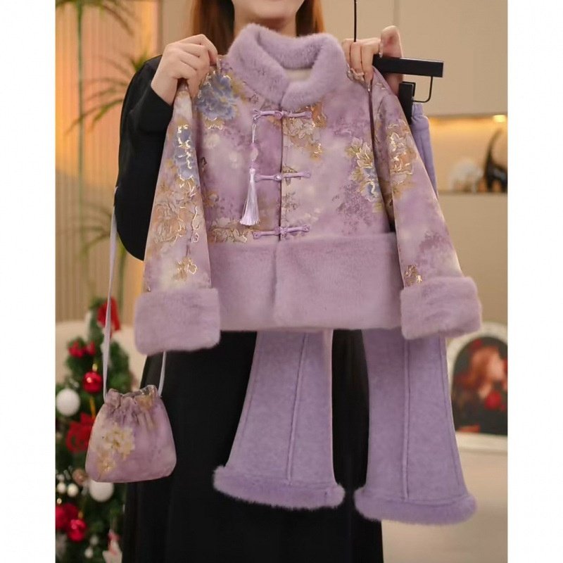 女童2025新款拜年服套装冬装棉衣中大童加绒汉服国风中式加厚外套,淘宝优惠券,粉丝福利购,淘宝优惠卷