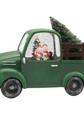 圣诞节装饰卡车圣诞老人注水家居装饰摆件音乐风灯摆件圣诞树礼物
