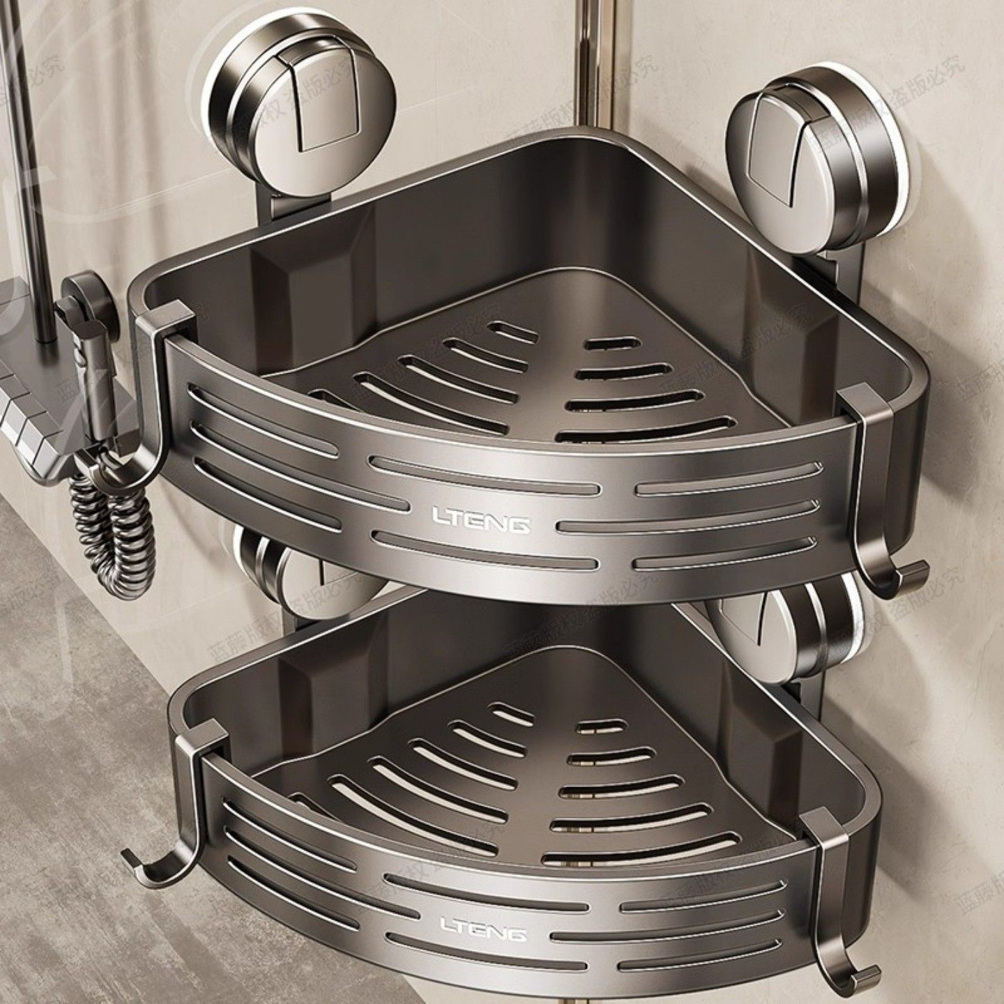 卫生间吸盘置物架免打孔浴室厕所壁挂墙上沐浴露三角浴缸置物架,淘宝优惠券,粉丝福利购,淘宝优惠卷