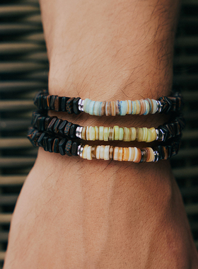 乌木黑檀木手链贝壳手串