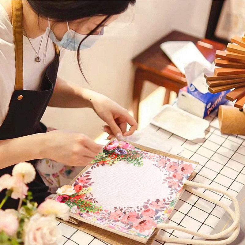 包包手工diy蝶古巴特帆布包材料包创意制作麻布袋母亲节团建暖场