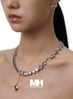 原创设计拼接拼色铜钱项链