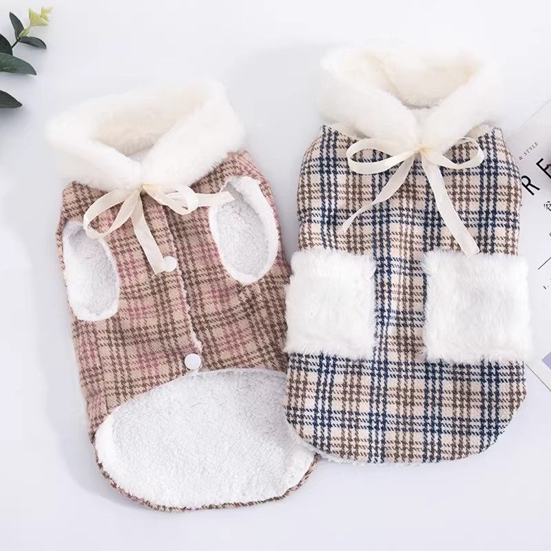 狗狗衣服秋冬款新款格子毛领马甲泰迪比熊小型犬保暖猫咪宠物服装,淘宝优惠券,粉丝福利购,淘宝优惠卷