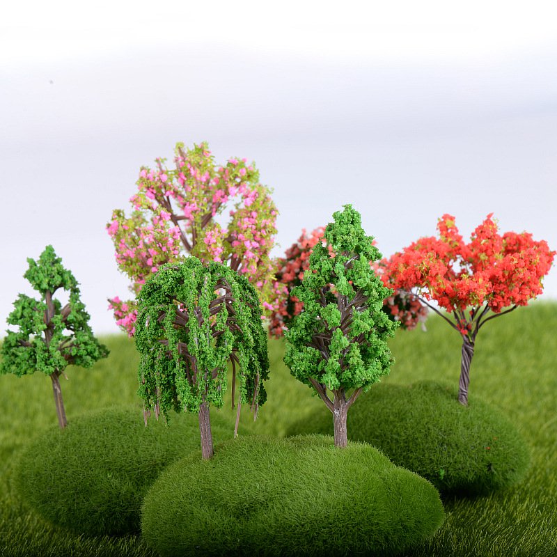 微景观摆件造景树仿真紫薇木槿红色枫树沙盘模型树塑料树多肉装饰 - 图1