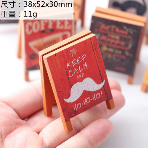 迷你复古招牌模型娃娃屋木制黑板画 圣诞节装饰万圣节日微缩场景 - 图0