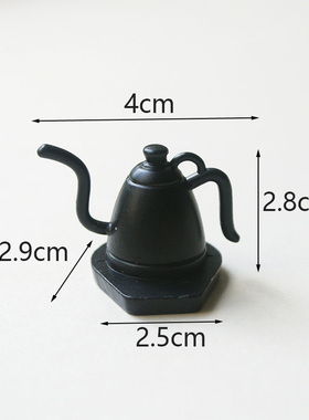 微景观复古咖啡壶杯迷你合金摩卡咖啡壶长颈水壶娃娃屋桌面小摆件