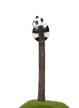 日式杂货园艺 多肉 花插插件拍摄道具 坐树杈上的熊猫树脂小摆件