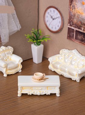 微缩模型巴洛克风家具欧式沙发桌子床家居娃娃屋生活场景小摆件