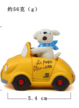 小狗黑猫小白兔骑摩托车树脂摆件