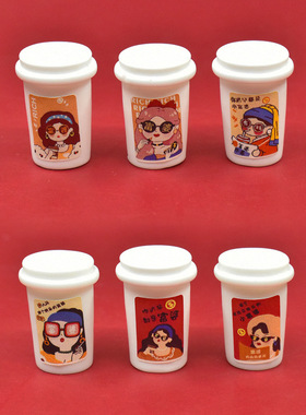 新年喜庆富婆咖啡杯模型娃娃屋diy微缩食玩酒瓶饮料手工小摆件