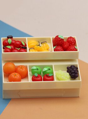 仿真迷你食玩手推车餐车水果零食货架娃娃屋商店场景模型小摆件