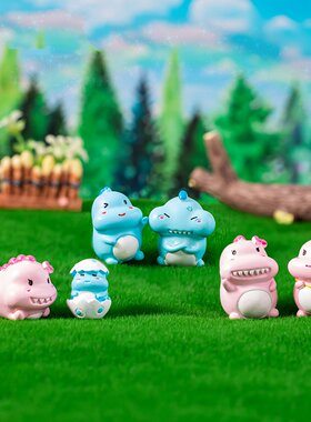 卡通可爱小恐龙花盆造景装饰摆件