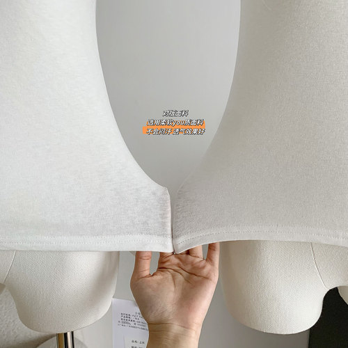 白色u领正肩短袖t恤女2026新款夏纯色气质修身独特漂亮巨好看上衣 - 图1