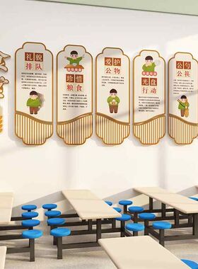 小饭桌餐厅布置幼儿园环创主题墙成品托管班墙面装饰食堂文化墙贴