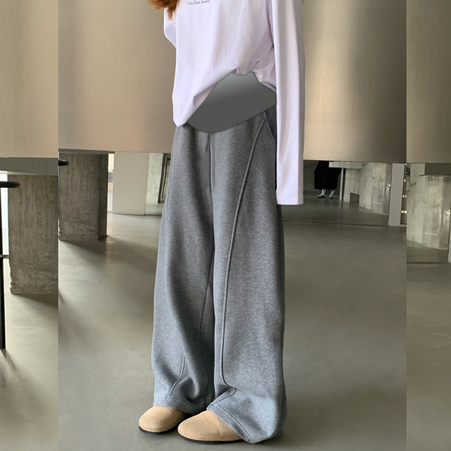 Maternity pants for spring, autumn and winter, loose casual and versatile fashion wide-leg floor-size scimitar sports sweatpants trendy