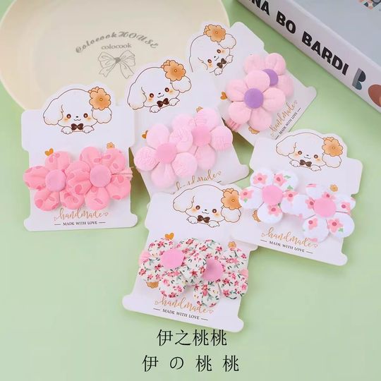 Spring flower hairband for little girls with high ponytail