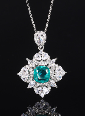 新款高档珠宝豪华镶嵌镀18K金复古刚玉祖母绿肥方套装8*8饰品首饰